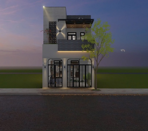 Thiết kế nhà phố hiện đại 2 tầng nhà của Huyền 100m2 tại TP. Bình Dương