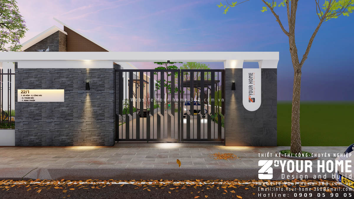 thiết kế nhà cấp 4 mái lệch sân vườn tại Ninh Thuận